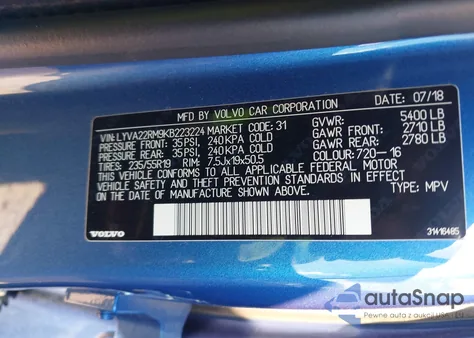 2019 Volvo Xc60 T6 R-Design z USA, uszkodzony, nr VIN LYVA22RM9KB223224